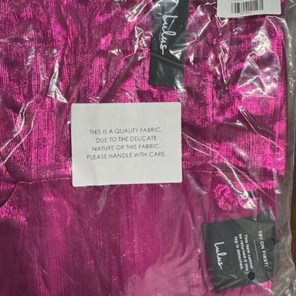 NWT Lulus Stay Sassy Metallic Magenta Cutout Bodycon Mini Dress (size S) - Picture 6 of 10